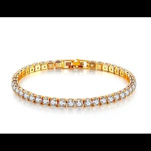 18k Yellow Gold Cubic Zirconia Tennis Bracelet